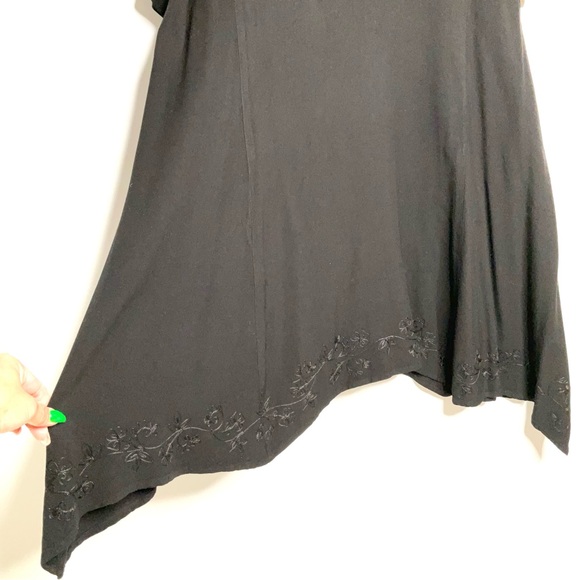 Holy Clothing Witchy Asymmetric Black Embroidered Dress Womens SZ L Gothgrunge - Picture 3 of 7